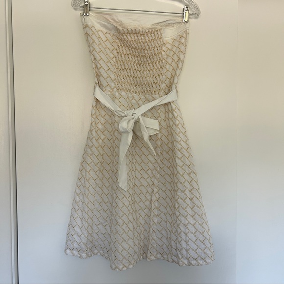 BCBGirls Cream and Gold Strapless Dress - Picture 2 of 8